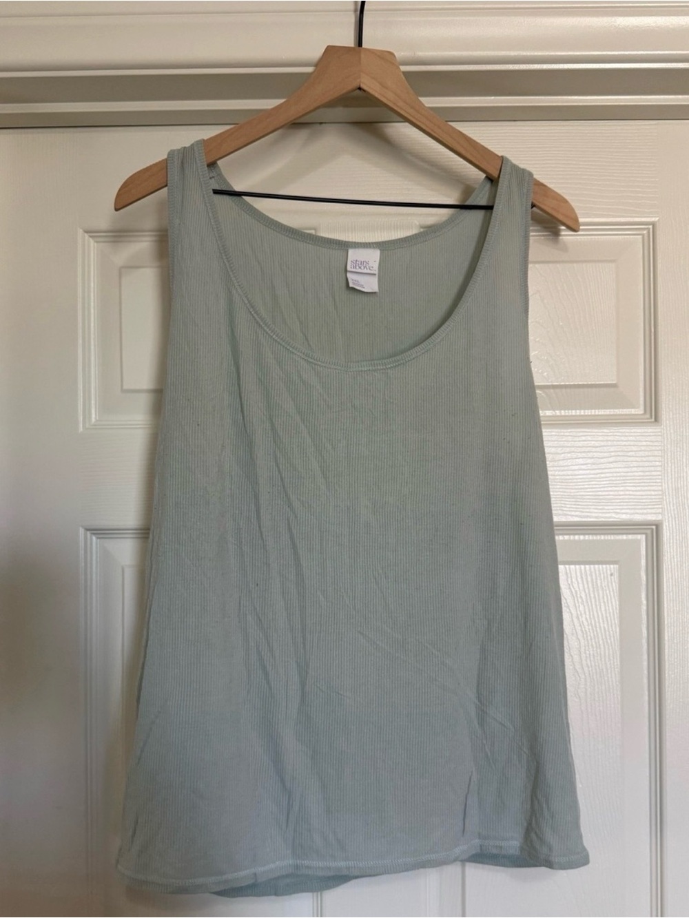 Stars Above XXL Sage Green Ribbed Sleep Tank Pajama Lounge Top